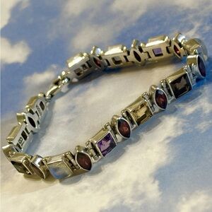 Nicky Butler Silver Multi Gemstone Bracelet 7.25”